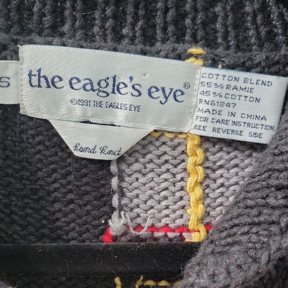 Vintage 1991 The Eagles Eye  Chrismas Ecuestrian  Knit Cardigan Sweater Size S - Picture 4 of 8